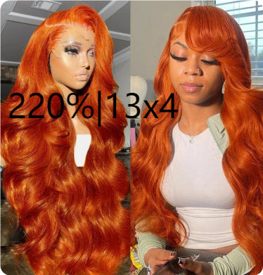 Long Curly Hair Fluffy Curly Hair  Orange Big Wave Real Hair Headband For Women view 6