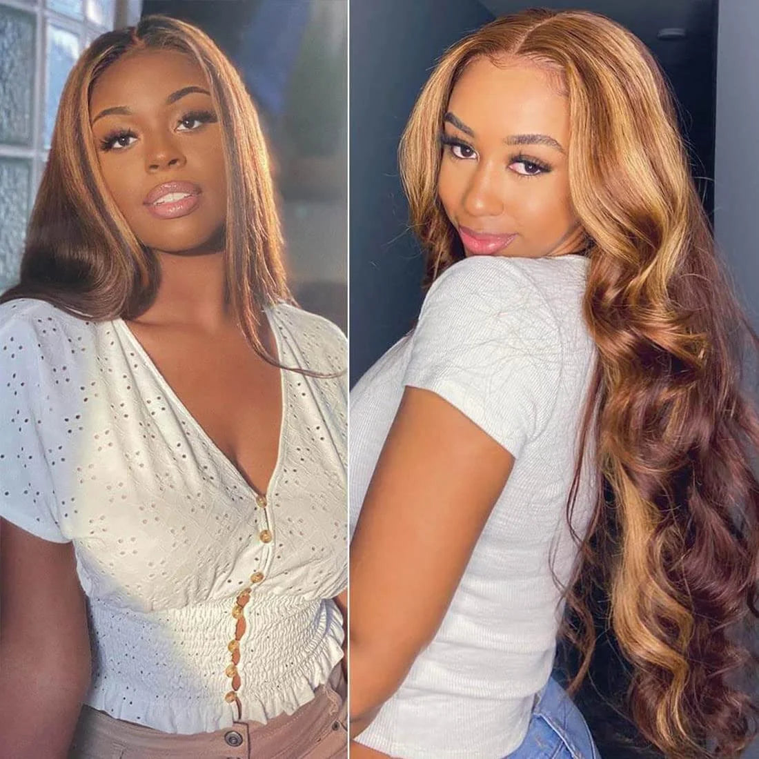 4x4 Lace Closure Human Hair Wig Highlight P4 27 Body Wave Density view 4