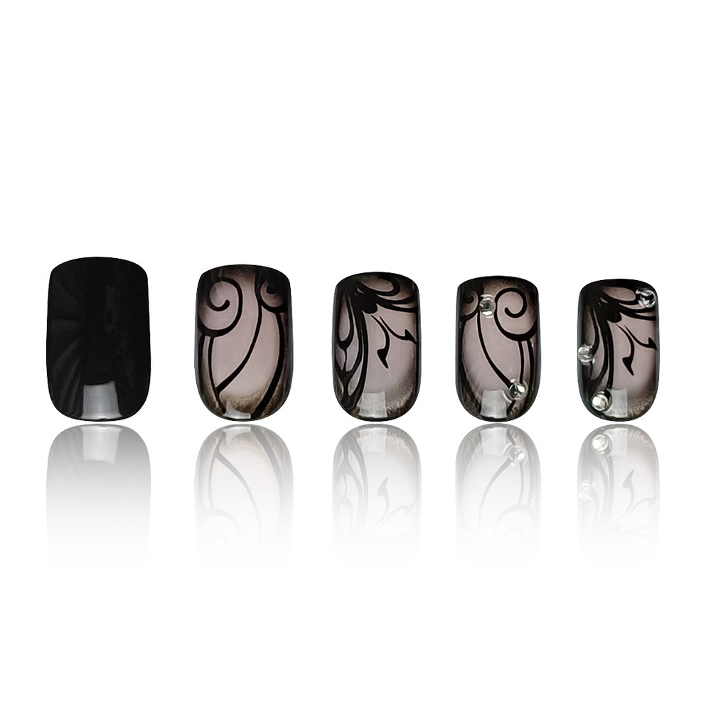 Dark Ins Style Black Vine Wearing Nails And Nails view 5