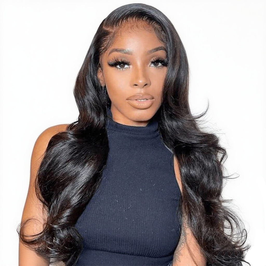 13x4 Lace Front Human Hair Wigs Natural Color Body Wave Density