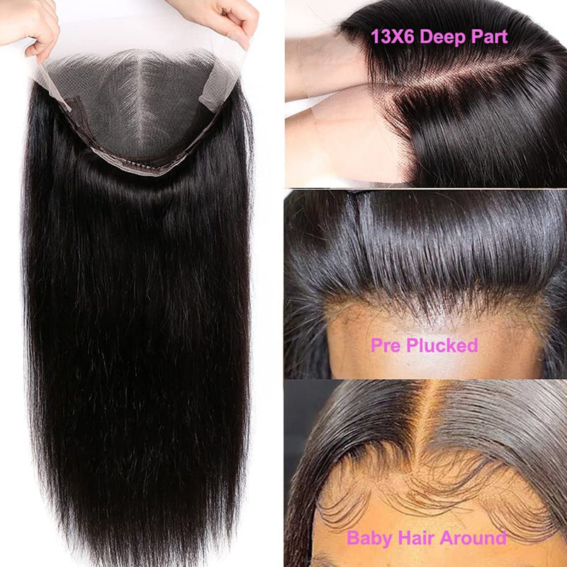 13x6 straight lace front human hair wig