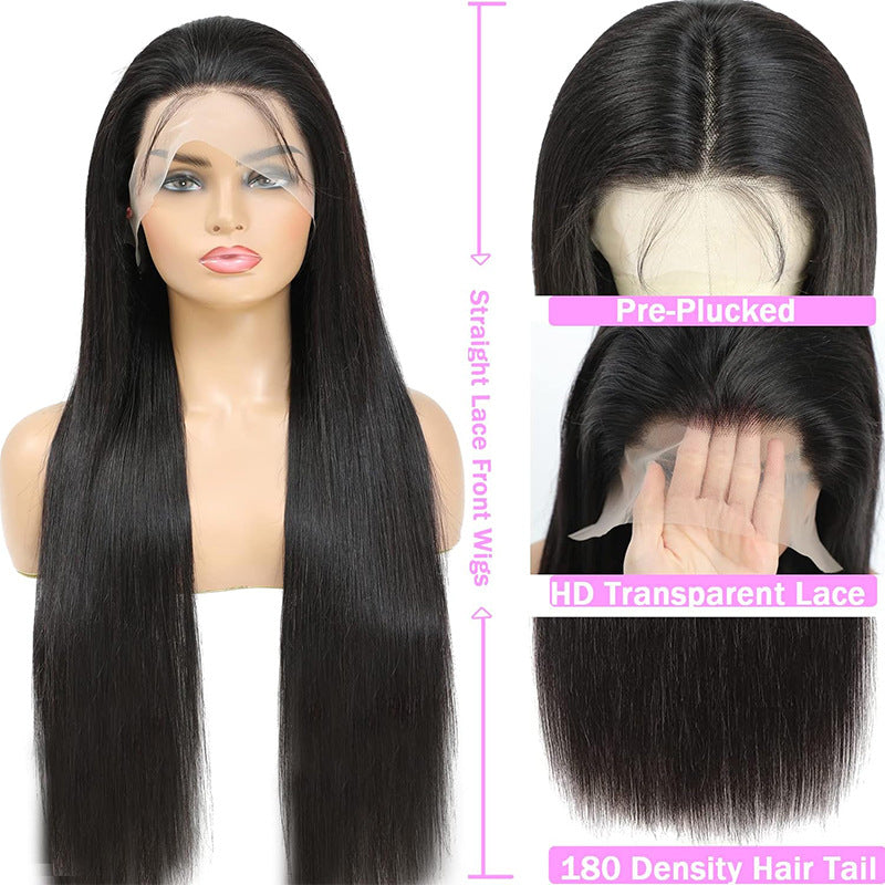 13x6 straight lace front human hair wig view 4