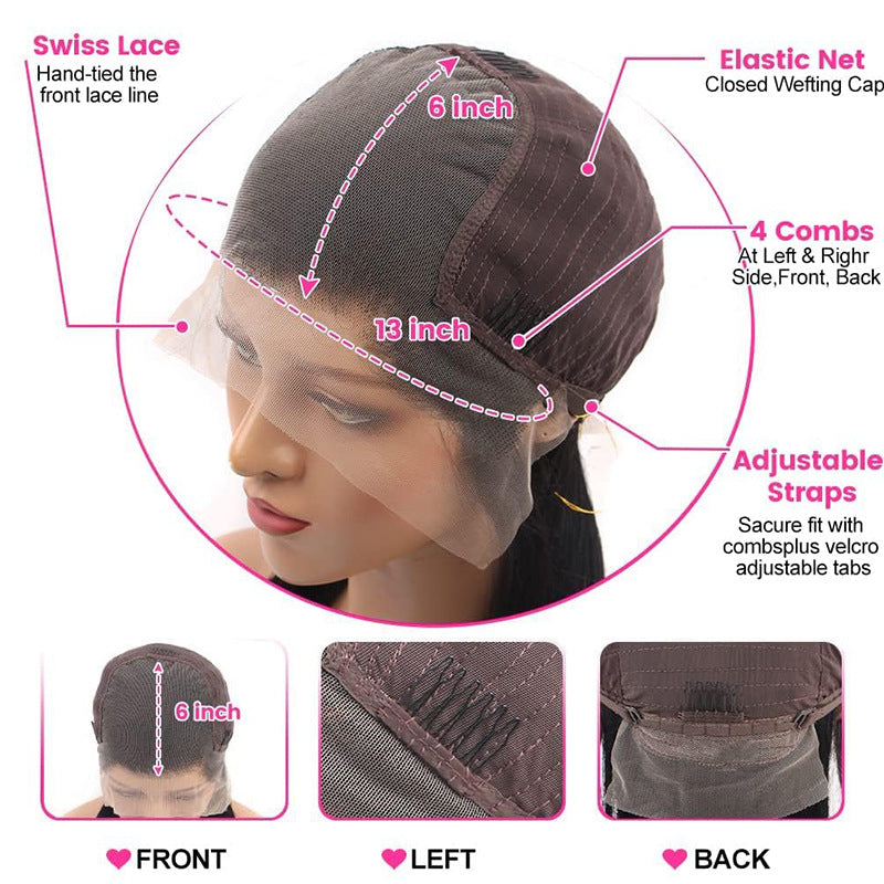 13x6 straight lace front human hair wig view 3