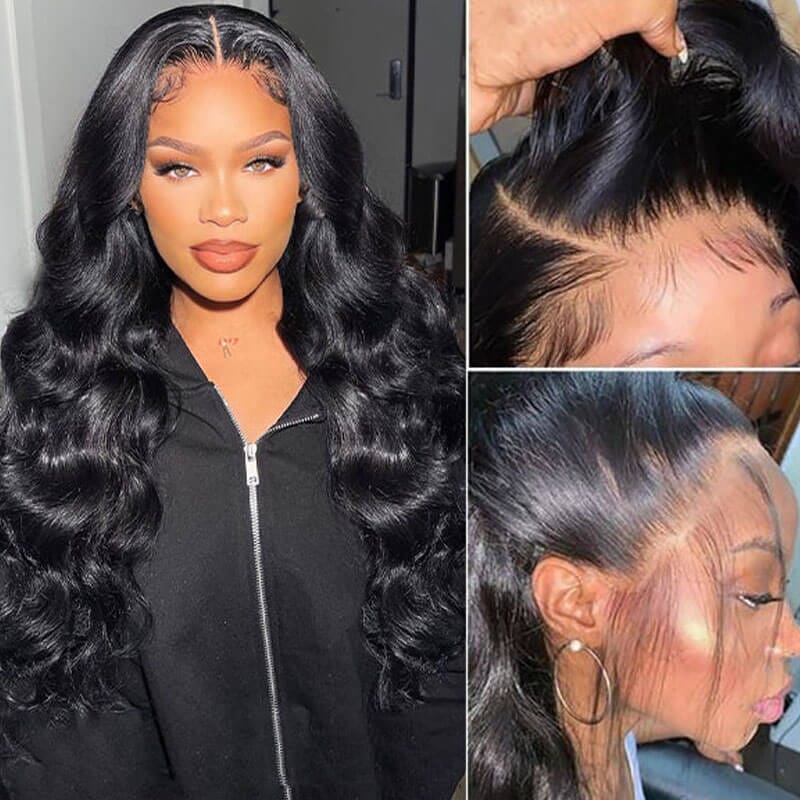4x6 Lace Closure Wig Human Hair Natural Color Body Wave view 4