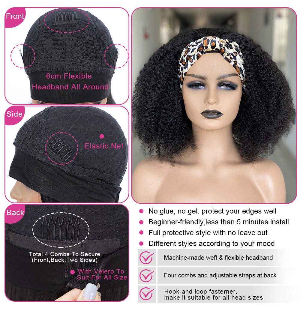 Black Women Non-Glue Human Hair Silk Curly Wig view 3