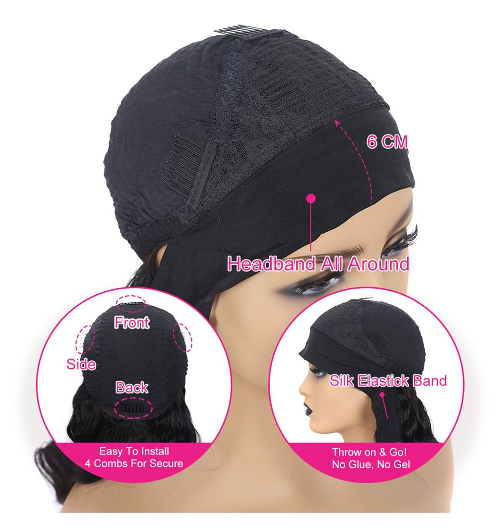 Black Women Non-Glue Human Hair Silk Curly Wig view 5