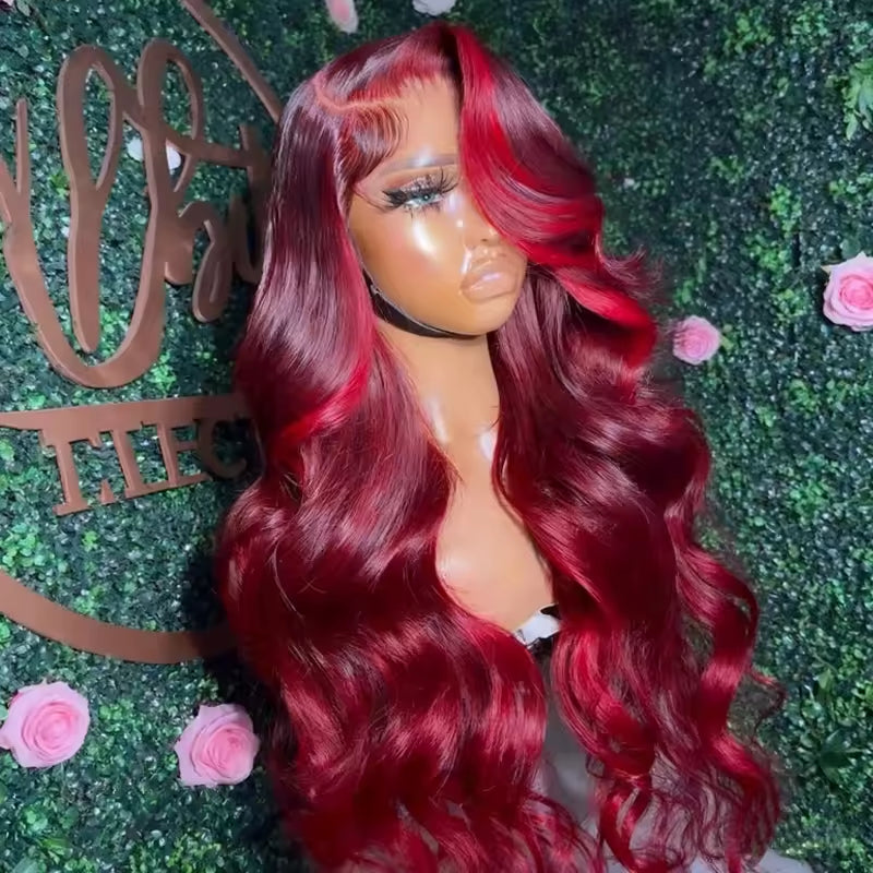 Body Wave Human Hair Wig 13x4 HD Burgundy Lace Front Wig Human Hair With Aligned Cuticle Brazilian Wig view 5