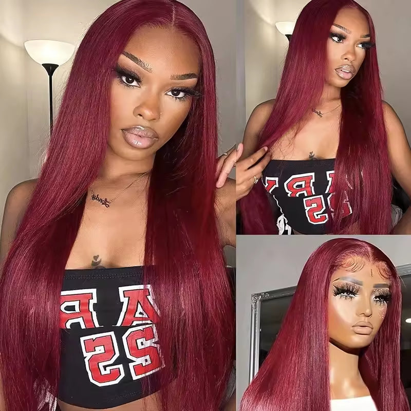 Body Wave Human Hair Wig 13x4 HD Burgundy Lace Front Wig Human Hair With Aligned Cuticle Brazilian Wig view 3