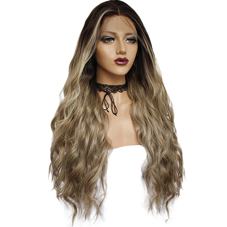 Chemical fiber front lace gradient long curly wig view 5