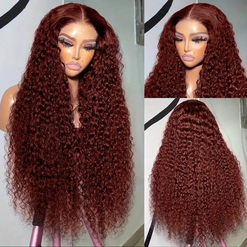 Fashion Front Lace Wine Red Long Curly Wig view 6