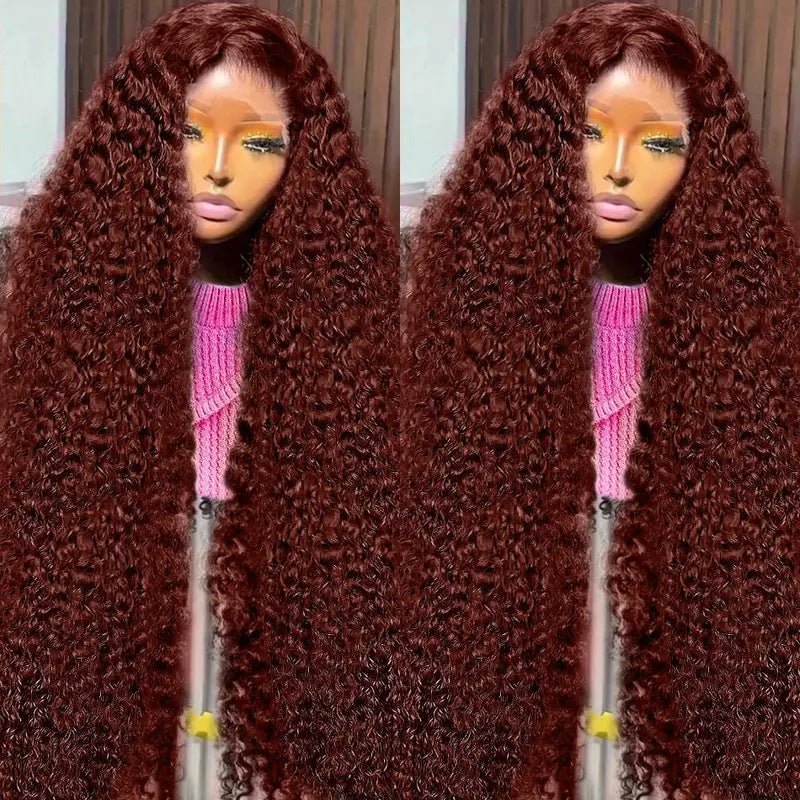 Fashion Front Lace Wine Red Long Curly Wig view 5
