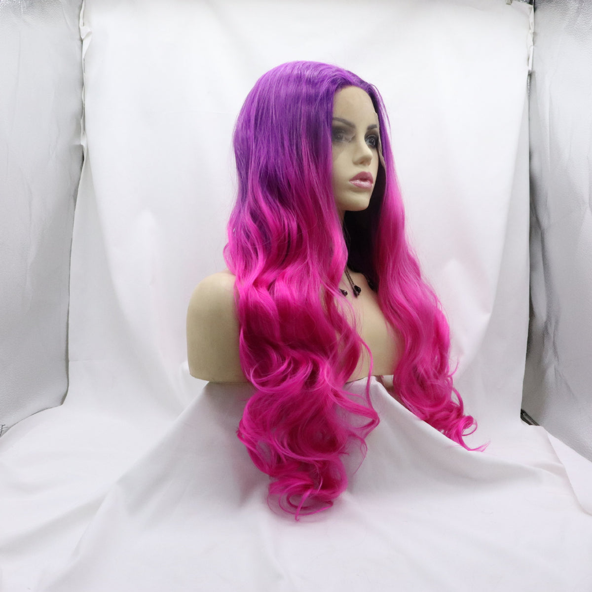 Front Lace Half Hand Hook Gradient Color Long Curly Head Cover view 4