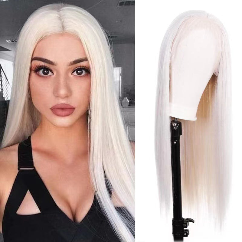 Front Lace Mid-length Straight Hair Women's High Temperature Synthetic Fiber Wigs view 5