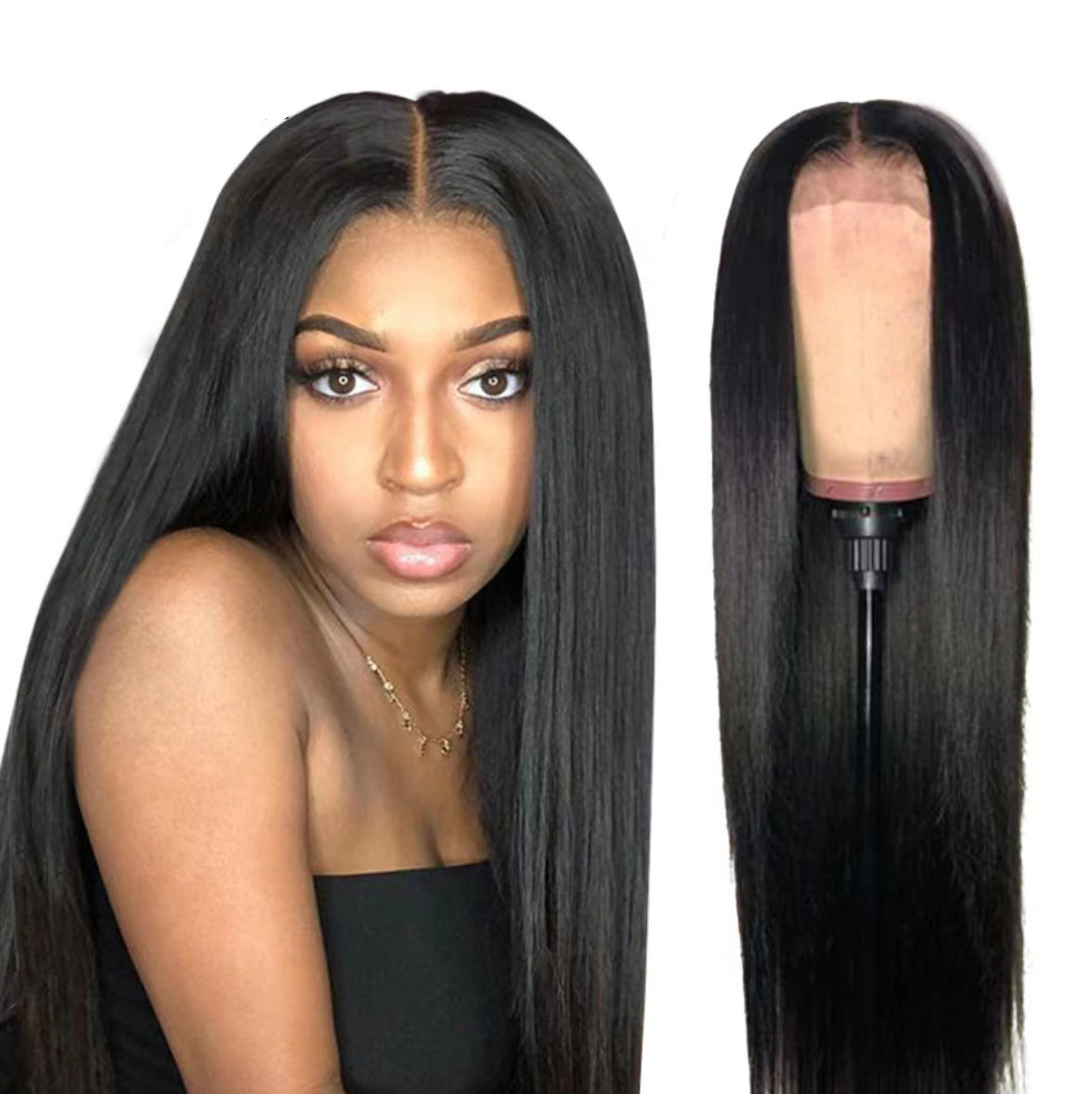 Front Lace Mid-length Straight Hair Women's High Temperature Synthetic Fiber Wigs view 4