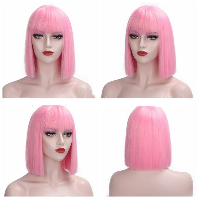 Full Lace Straight Hair Shoulder Length Short Bob Wigs For Women With Bangs - Ombre Gray  12Inches view 4