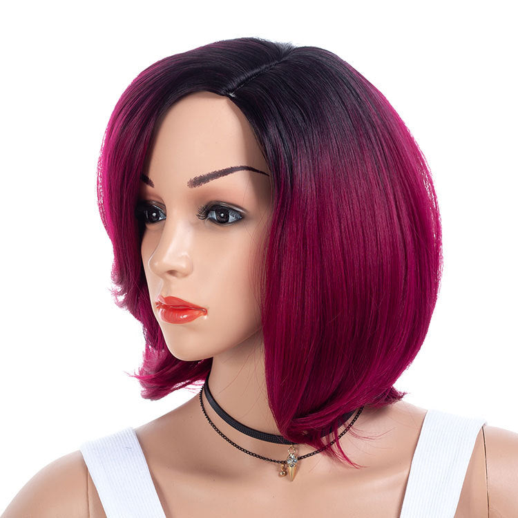 Gradient partial short curly hair wig wig view 5