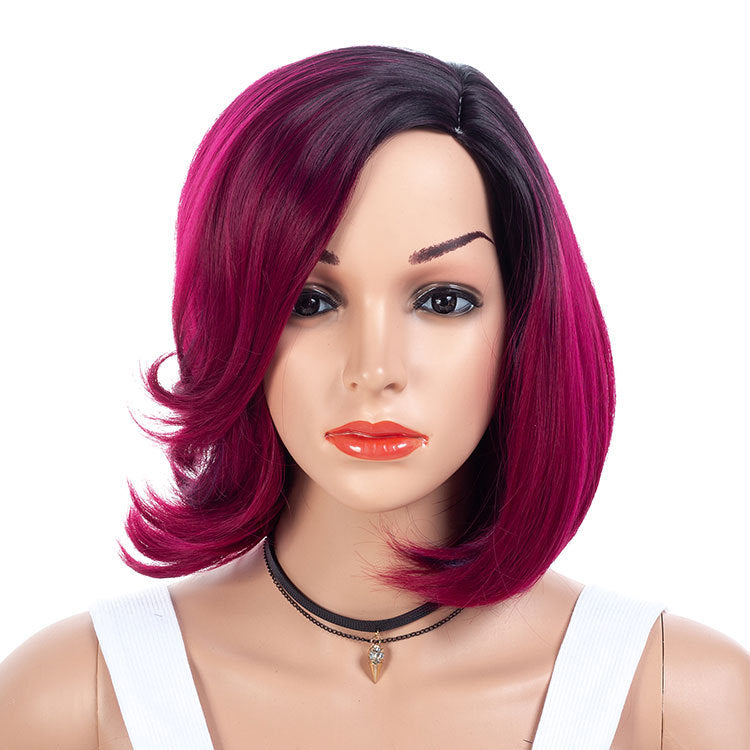 Gradient partial short curly hair wig wig view 4