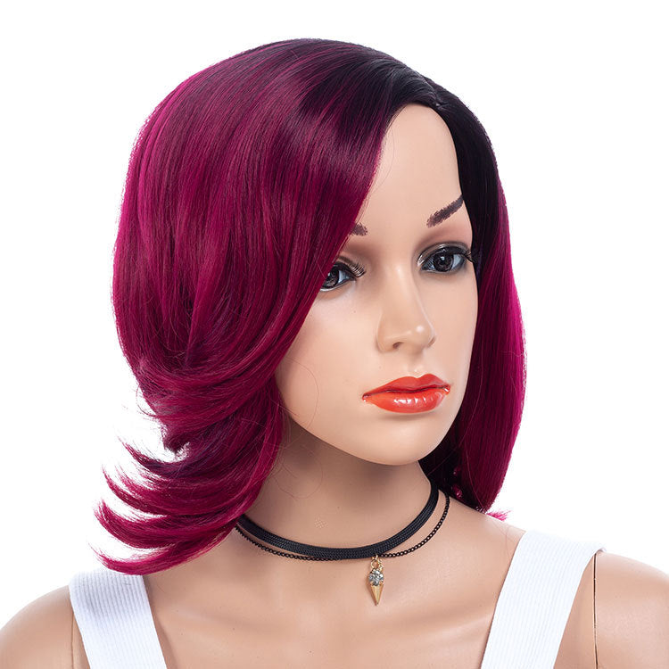 Gradient partial short curly hair wig wig view 3