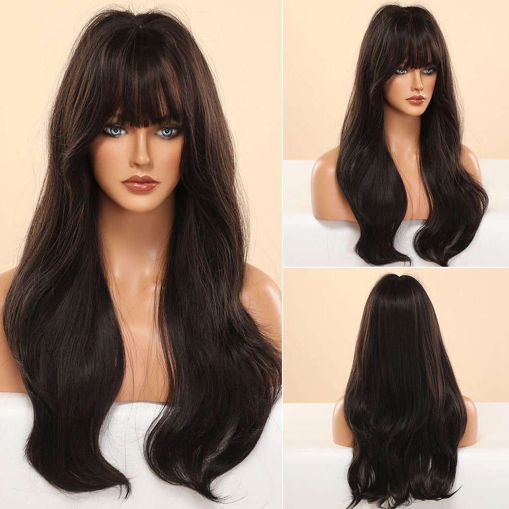 Halloween Christmas Color Style Air Bangs Long Curly Purple Wig Headgear view 5