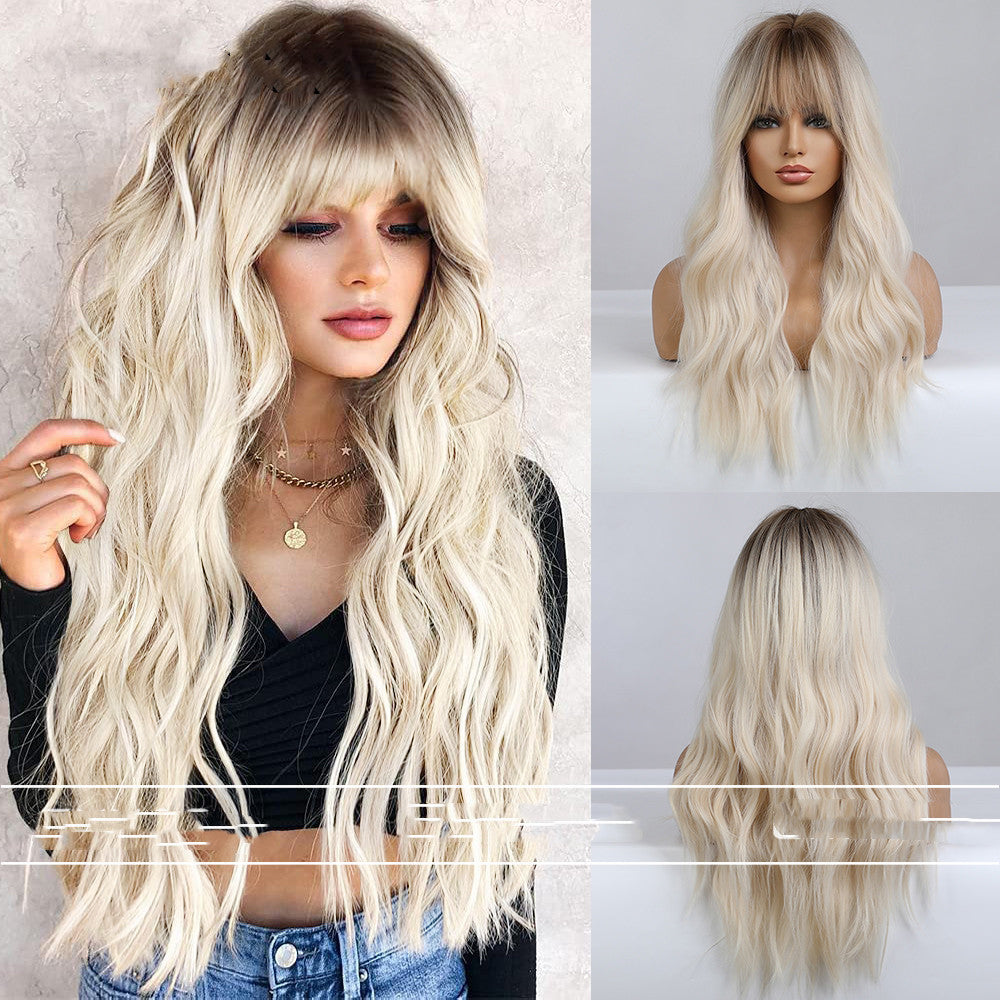 Halloween Christmas Color Style Air Bangs Long Curly Purple Wig Headgear view 8