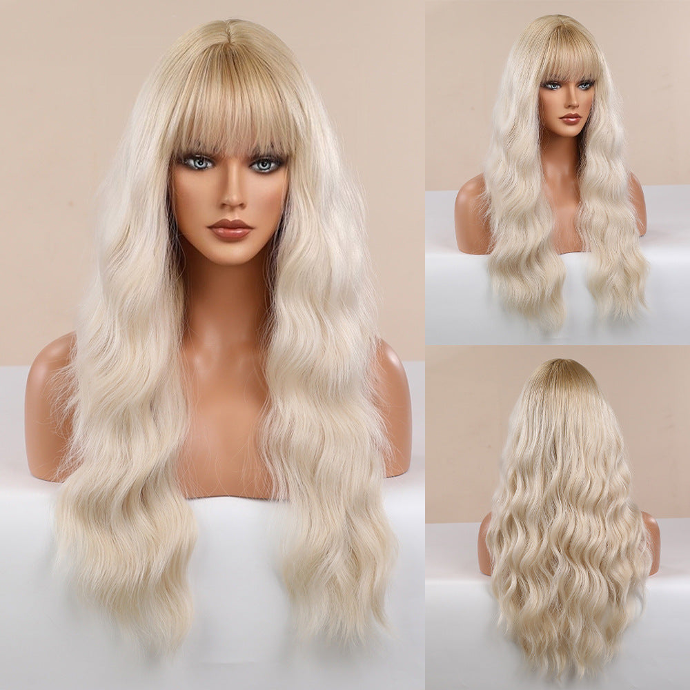 Halloween Christmas Color Style Air Bangs Long Curly Purple Wig Headgear view 6