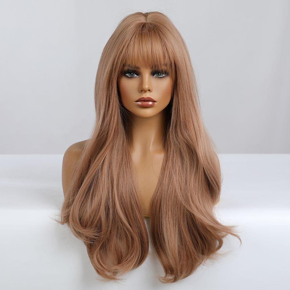 Halloween Christmas Color Style Air Bangs Long Curly Purple Wig Headgear view 3