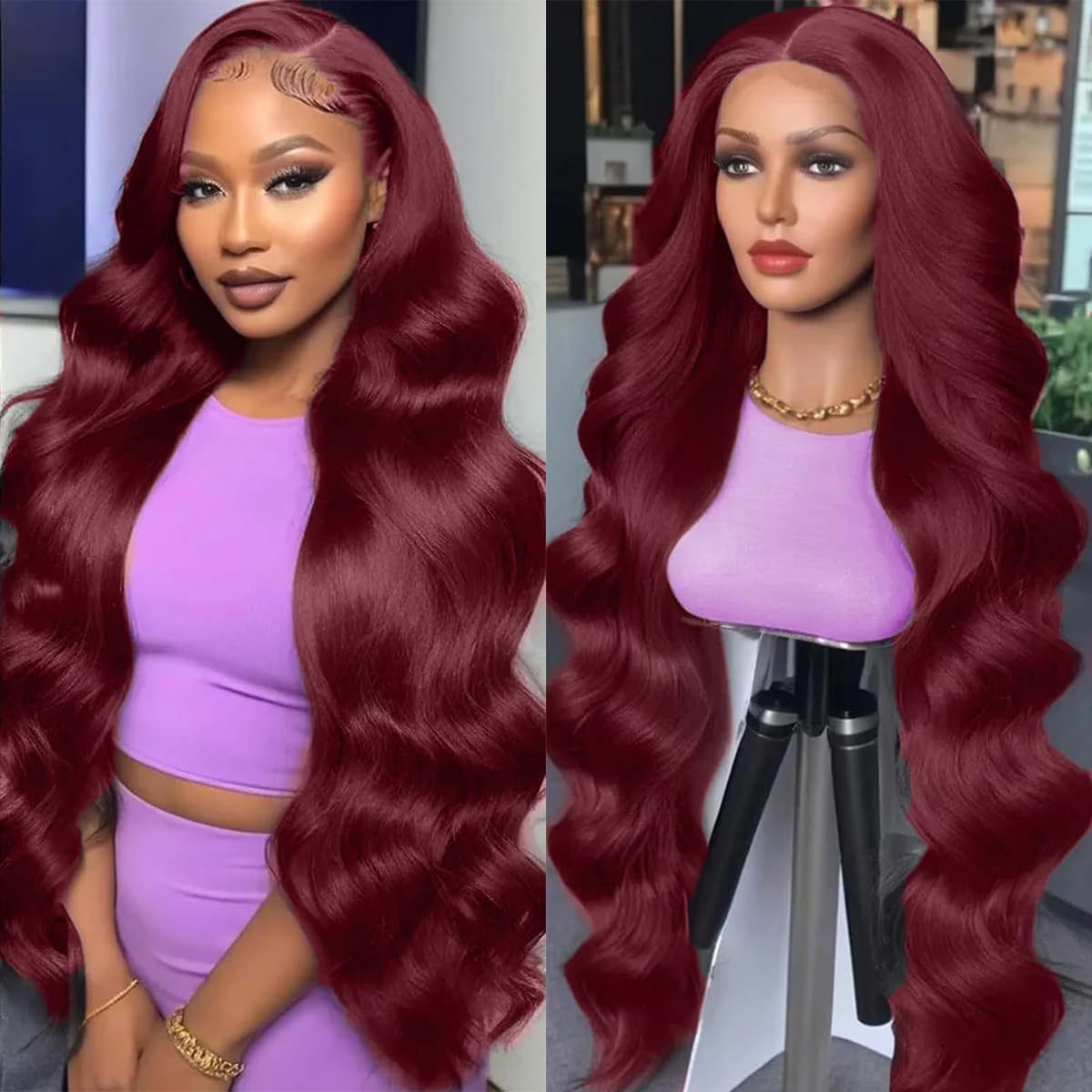 Lace Big Wave Long Curly Wig Head Cover view 3