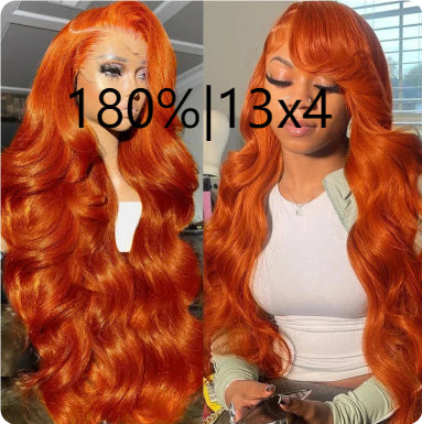 Long Curly Hair Fluffy Curly Hair  Orange Big Wave Real Hair Headband For Women view 8