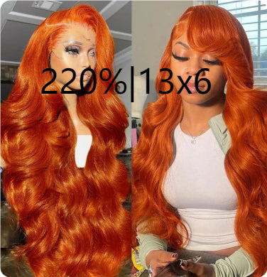 Long Curly Hair Fluffy Curly Hair  Orange Big Wave Real Hair Headband For Women view 6