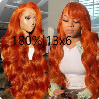 Long Curly Hair Fluffy Curly Hair  Orange Big Wave Real Hair Headband For Women view 9