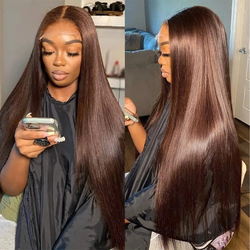 Long Straight Hair Wig Lace Medium Dark Brown Wig view 10