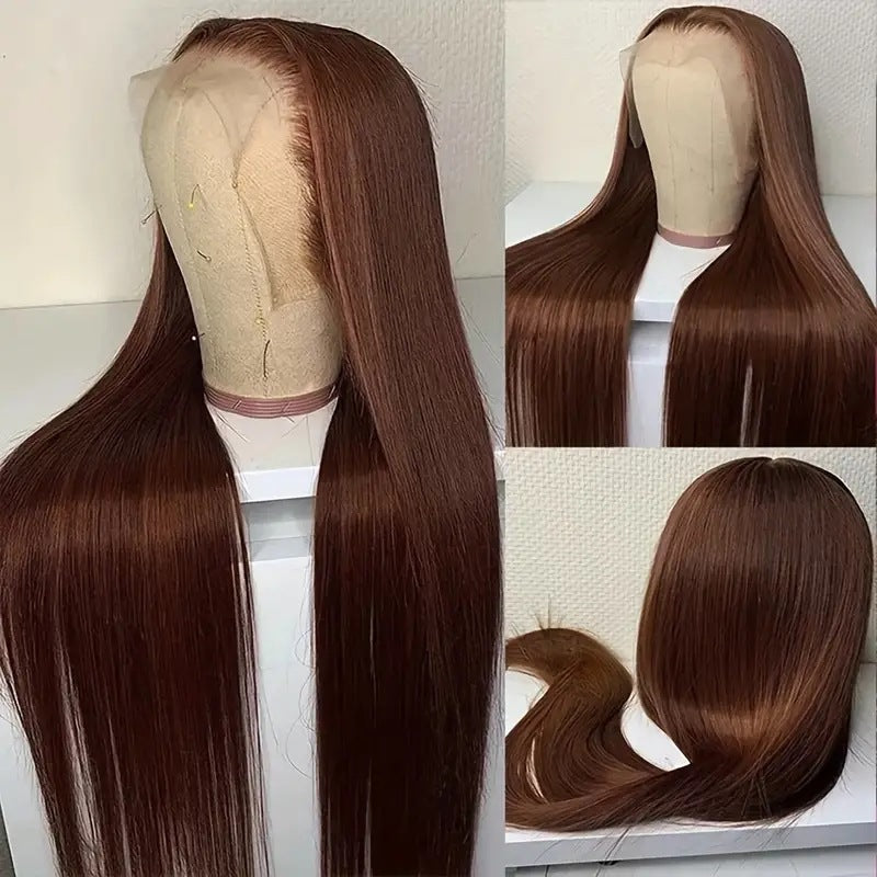 Long Straight Hair Wig Lace Medium Dark Brown Wig view 6