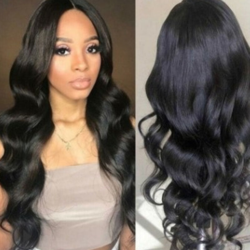 Medium Split Black Big Wave Wig High Temperature Wire view 5