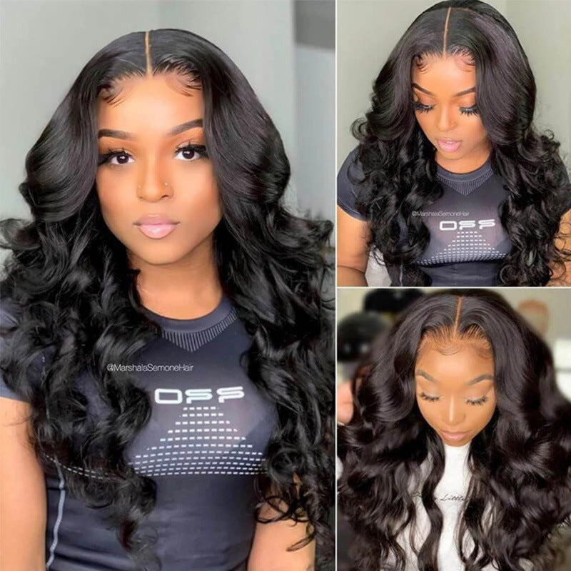 Mid-section Black Big Wavy Long Curly Hair Wig view 5
