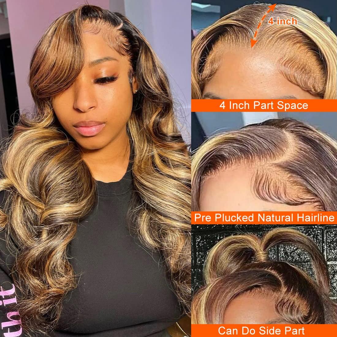 P4 27 13x4 Lace Front Wig Human Hair Body Wave Density view 3