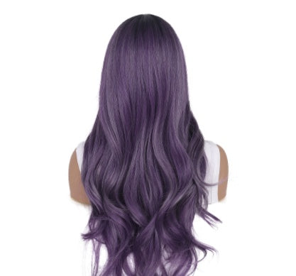 Purple Top Dyed Black Medium Long Curly Hair view 4