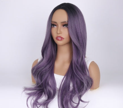Purple Top Dyed Black Medium Long Curly Hair view 6