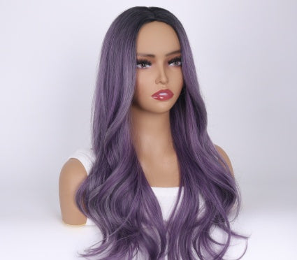 Purple Top Dyed Black Medium Long Curly Hair view 5