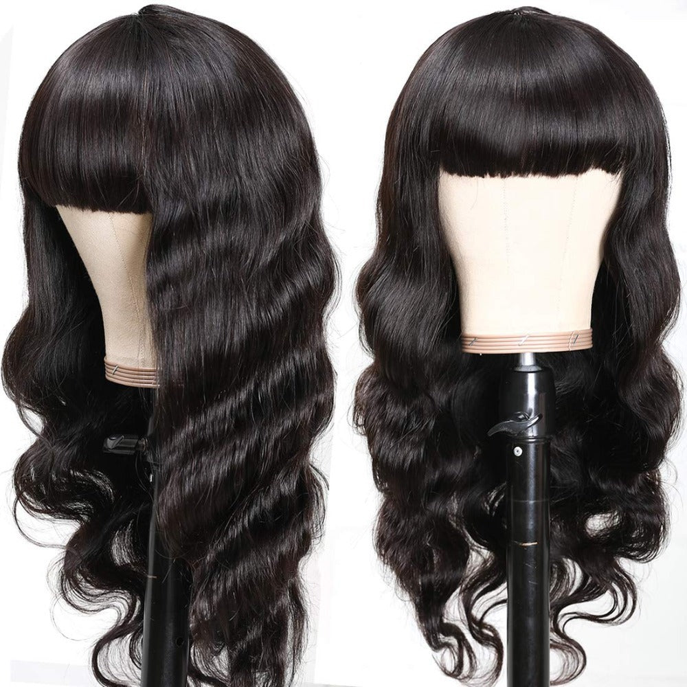 Real Hair Body Headgear Wig With Bangs real hair headgear with bangs view 5