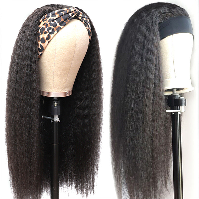 Real Hair Ice Silk Headband Tie Headgear Yaki Upside Down view 5