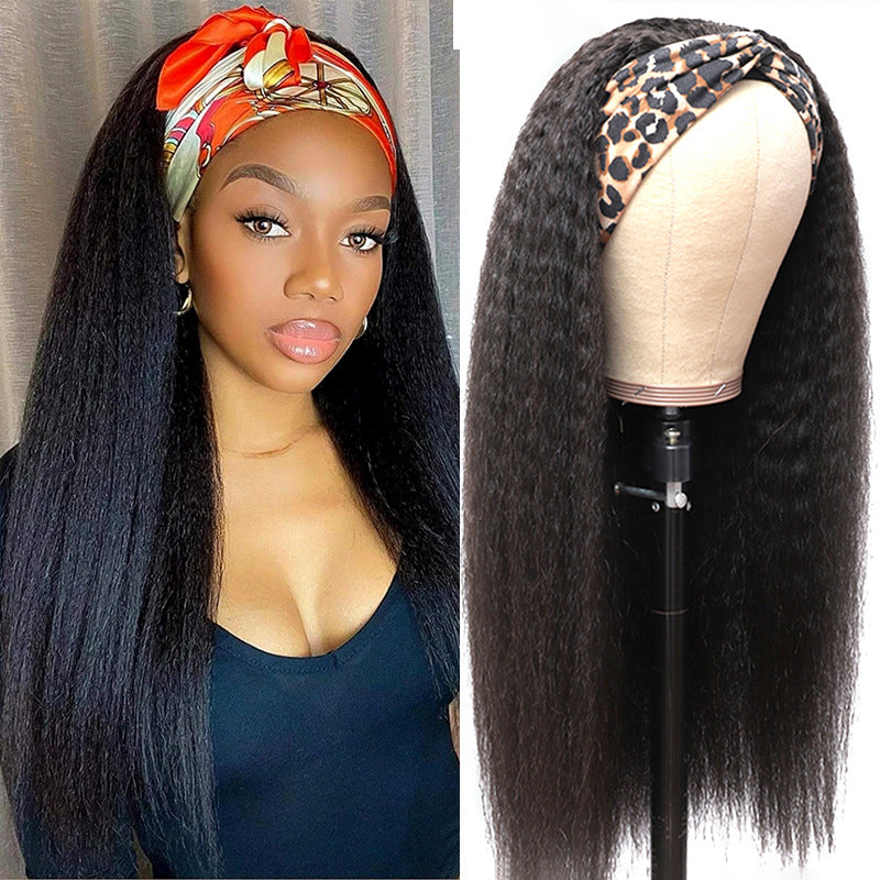 Real Hair Ice Silk Headband Tie Headgear Yaki Upside Down view 4
