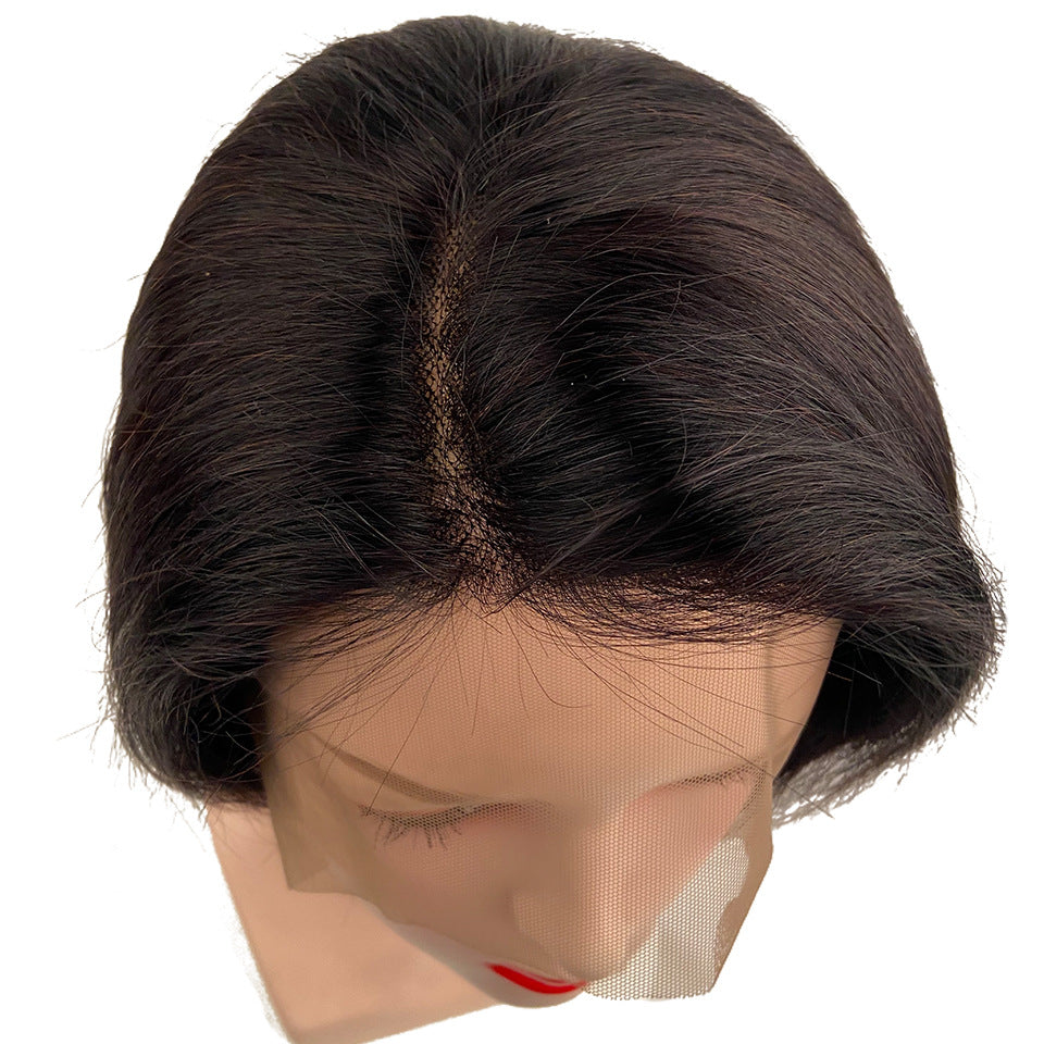 Real Hair Lace Head Cover Short Wig view 5