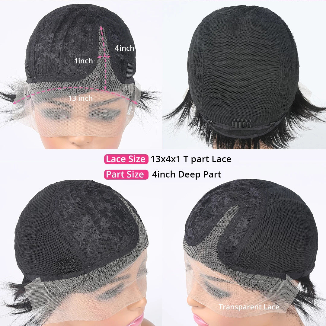 Real Hair Lace Head Cover Short Wig view 3