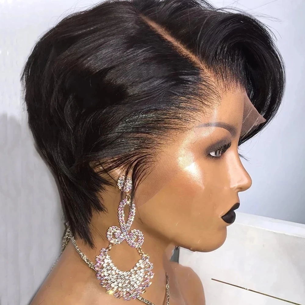 Real Hair Lace Head Cover Short Wig view 4