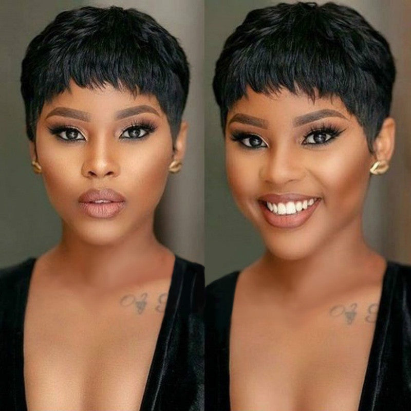 Short Hair Female African Black Short Hair Chemical Fiber Mechanism Headgear view 6
