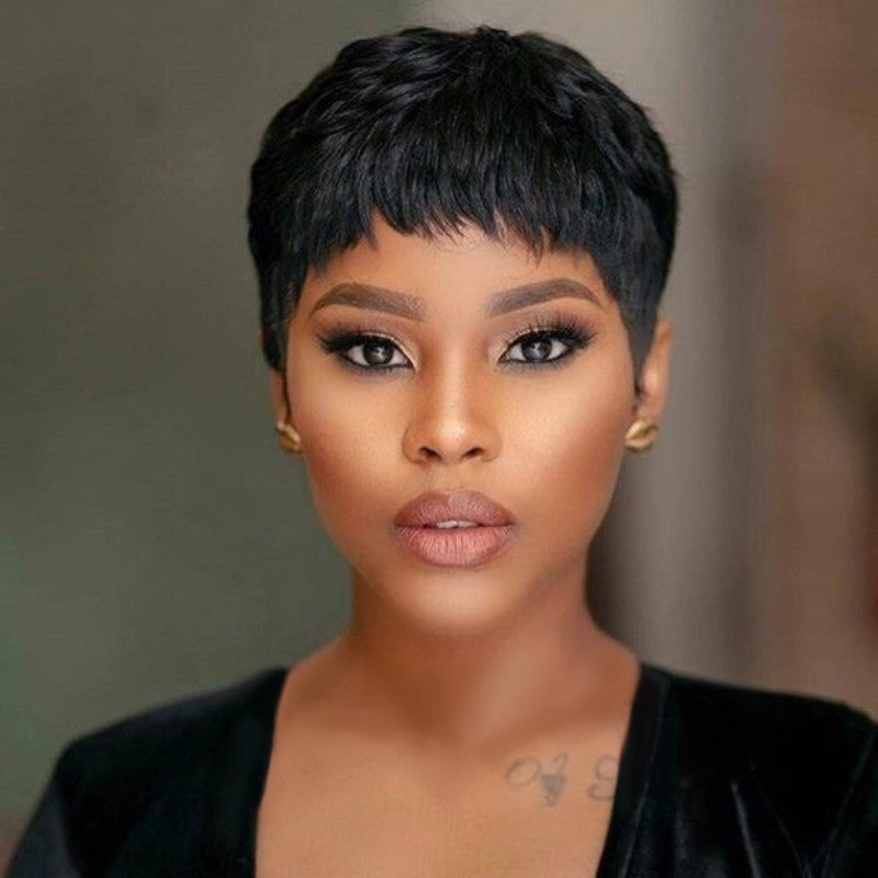 Short Hair Female African Black Short Hair Chemical Fiber Mechanism Headgear view 4