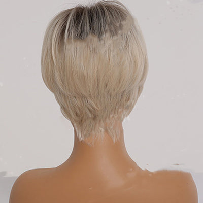 Short Straight Ombre Blonde Synthetic Hair Wigs With Bangs view 5
