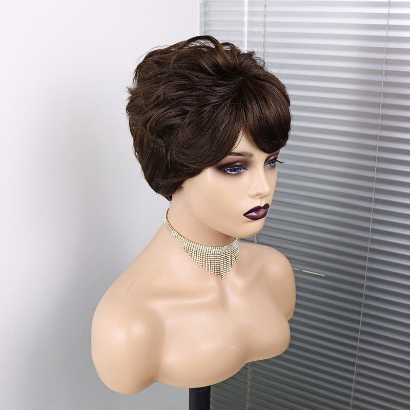 Short Wavy Pixie Cut Full Machine Made Human Hair Wigs view 10