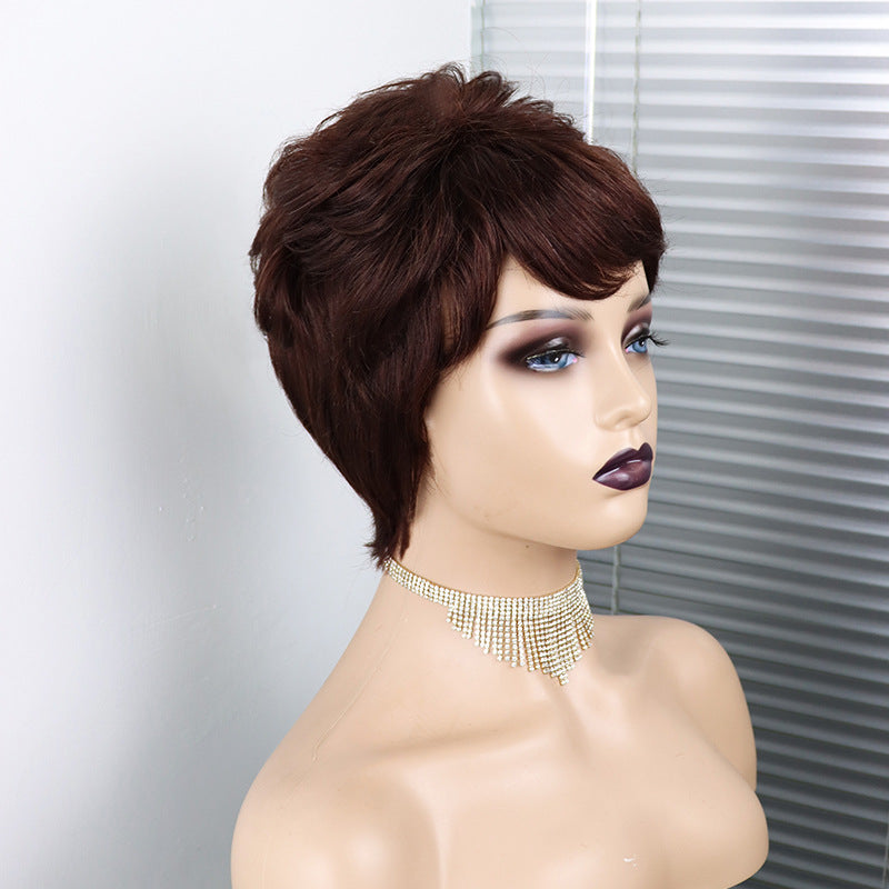 Short Wavy Pixie Cut Full Machine Made Human Hair Wigs view 9