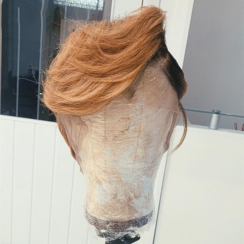 Side-mixed blonde short straight hair view 5
